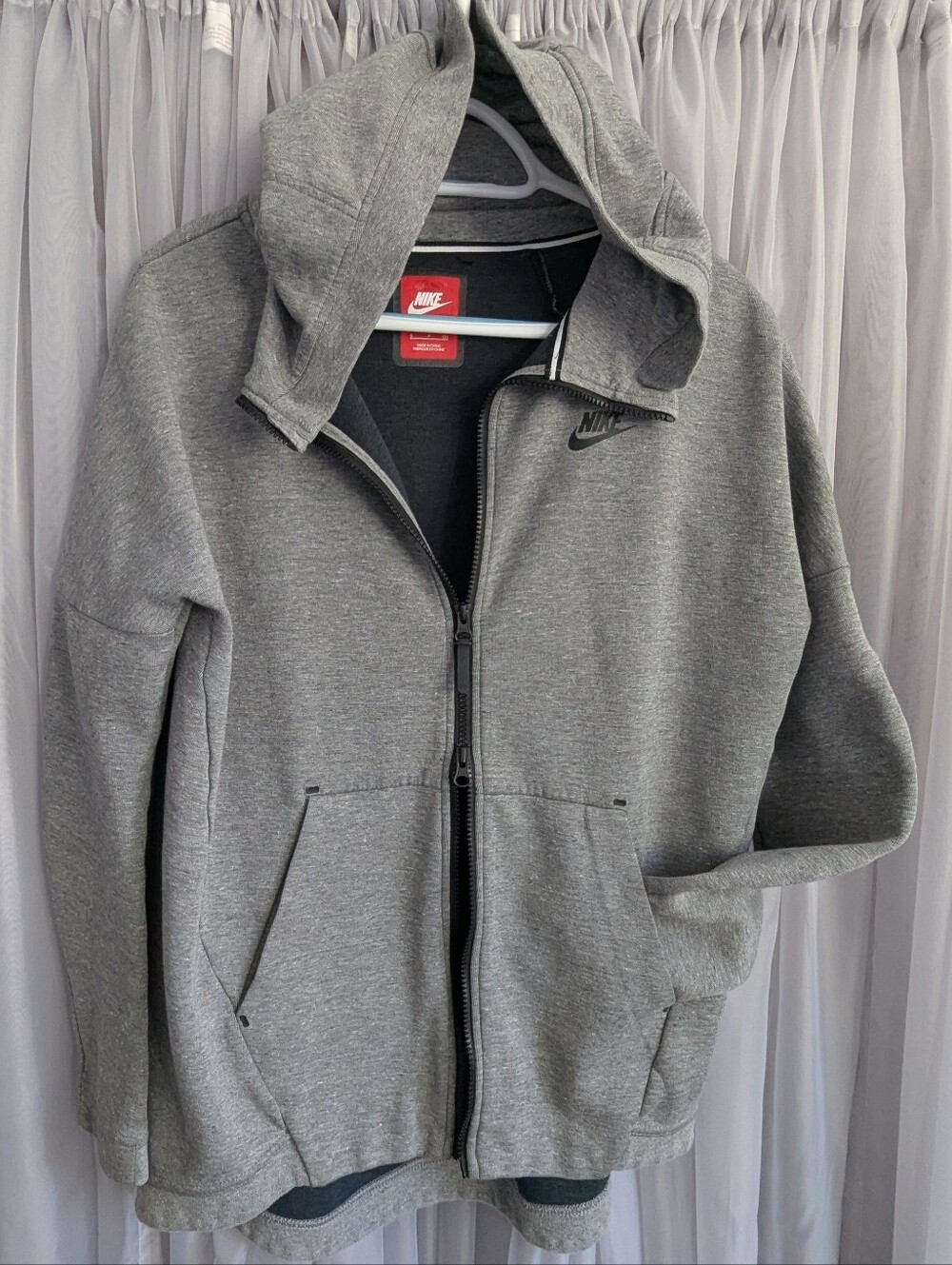 Nike Tech Fleece Cape Full Zip Hoodie Heather Grey Black Womens Small 811710-063